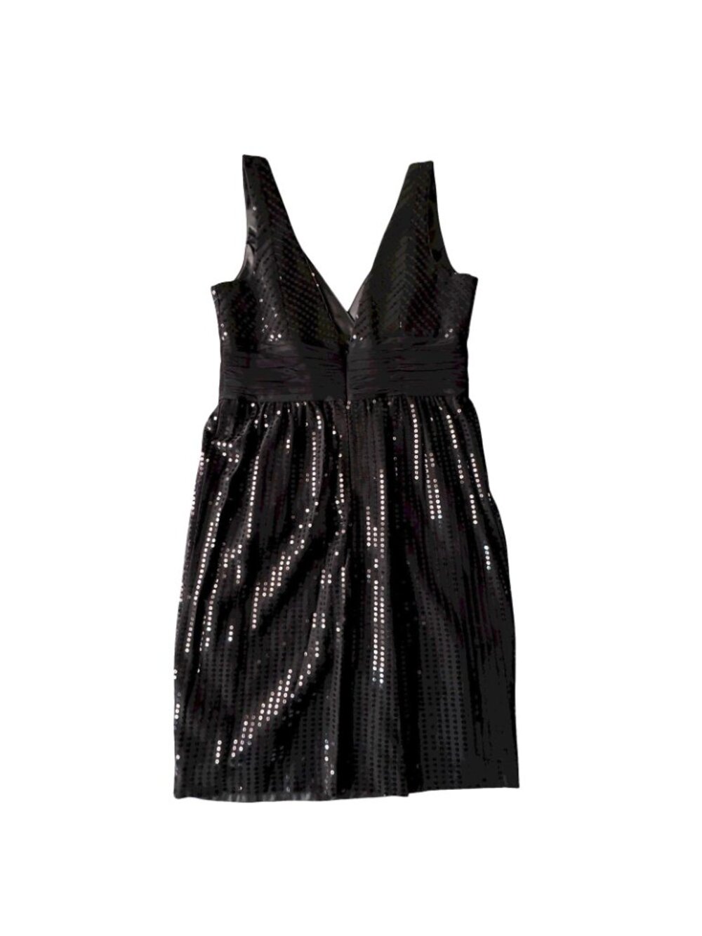 Little Black Dress Women's 10 Cocktail Sleeveless Empire Deep V Sequins London - Picture 2 of 12